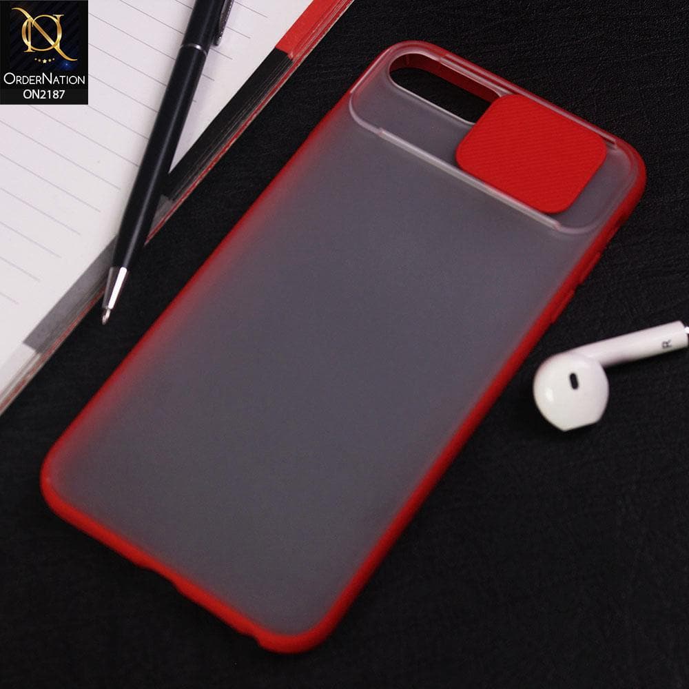 iPhone 6s Plus / 6 Plus / Cover - Red - Translucent Matte Shockproof Camera Slide Protection Case
