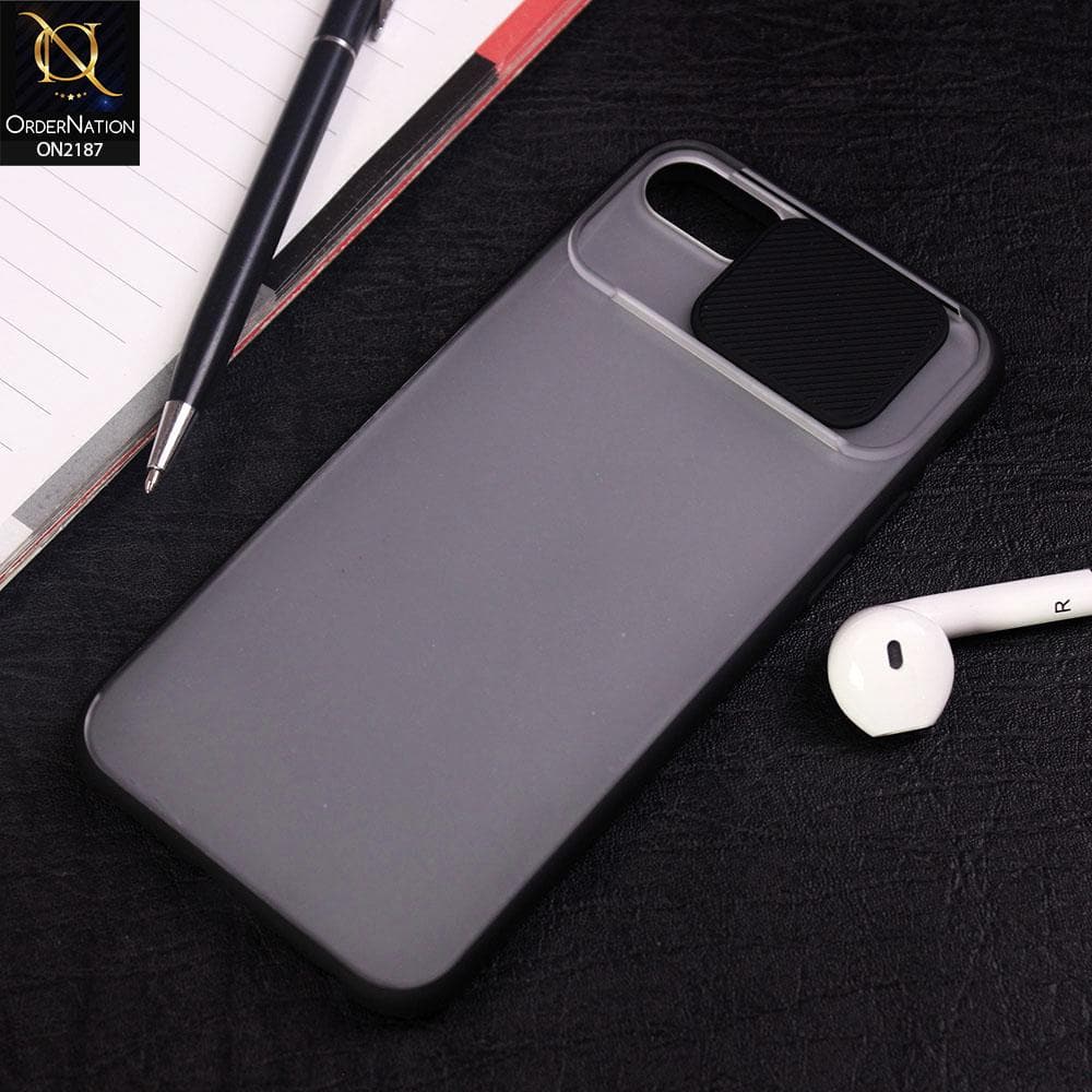 iPhone 8 / 7 Cover - Black - Translucent Matte Shockproof Camera Slide Protection Case
