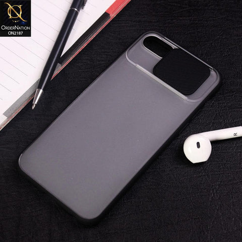 iPhone 8 / 7 Cover - Black - Translucent Matte Shockproof Camera Slide Protection Case