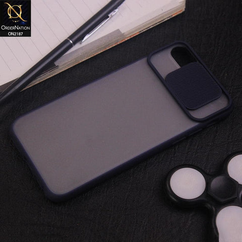 iPhone 8 / 7 Cover - Blue - Translucent Matte Shockproof Camera Slide Protection Case