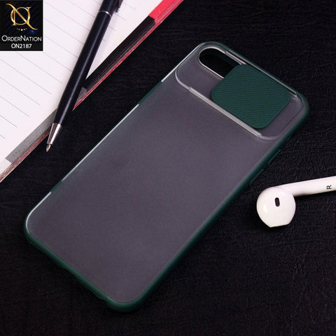 iPhone 8 / 7 Cover - Green - Translucent Matte Shockproof Camera Slide Protection Case