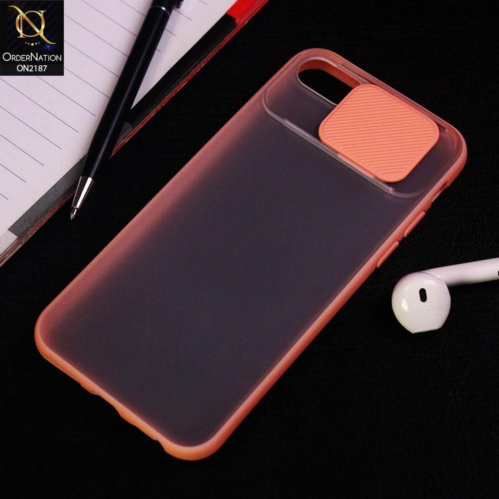 iPhone 8 / 7 Cover - Pink - Translucent Matte Shockproof Camera Slide Protection Case
