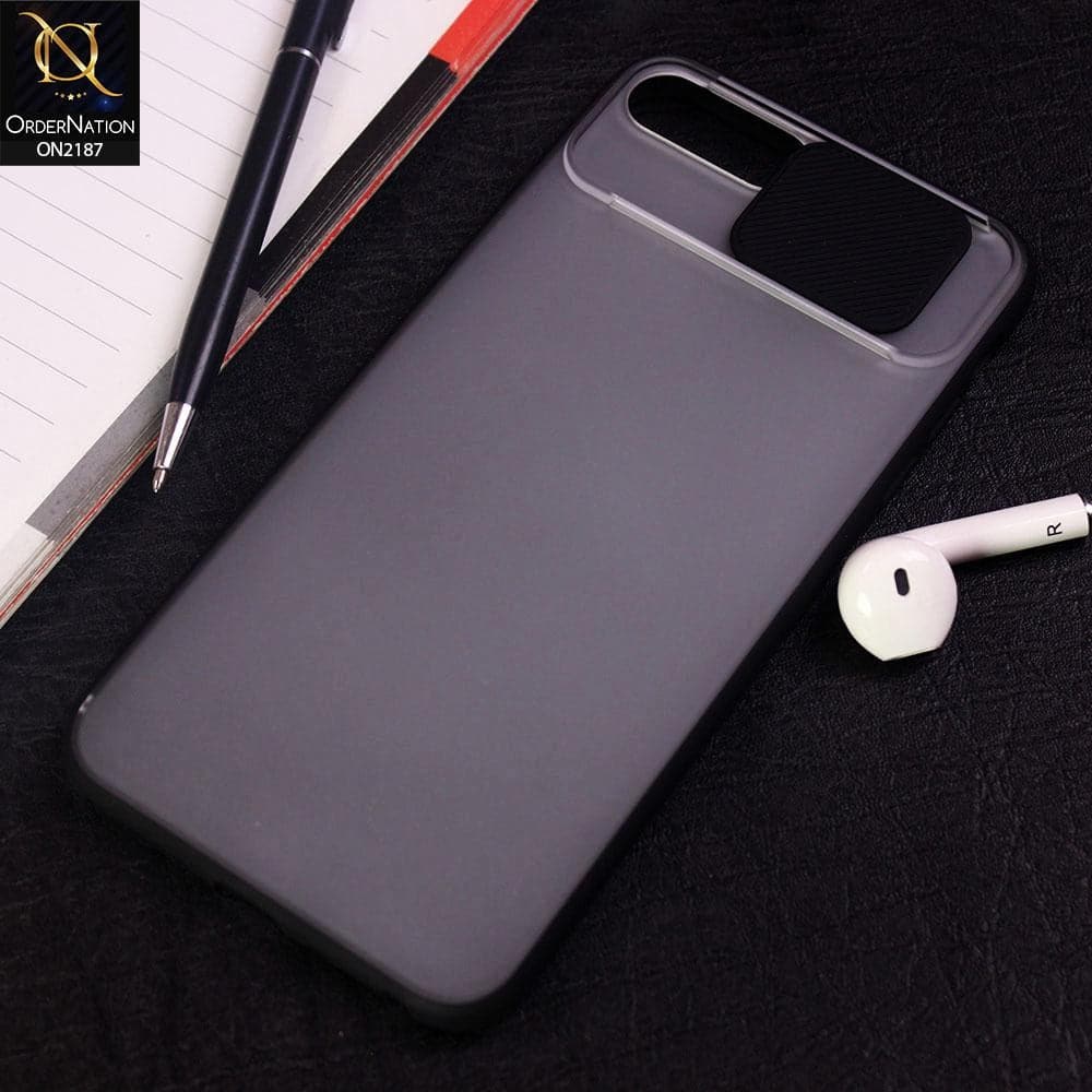 iPhone 8 Plus / 7 Plus Cover - Black - Translucent Matte Shockproof Camera Slide Protection Case