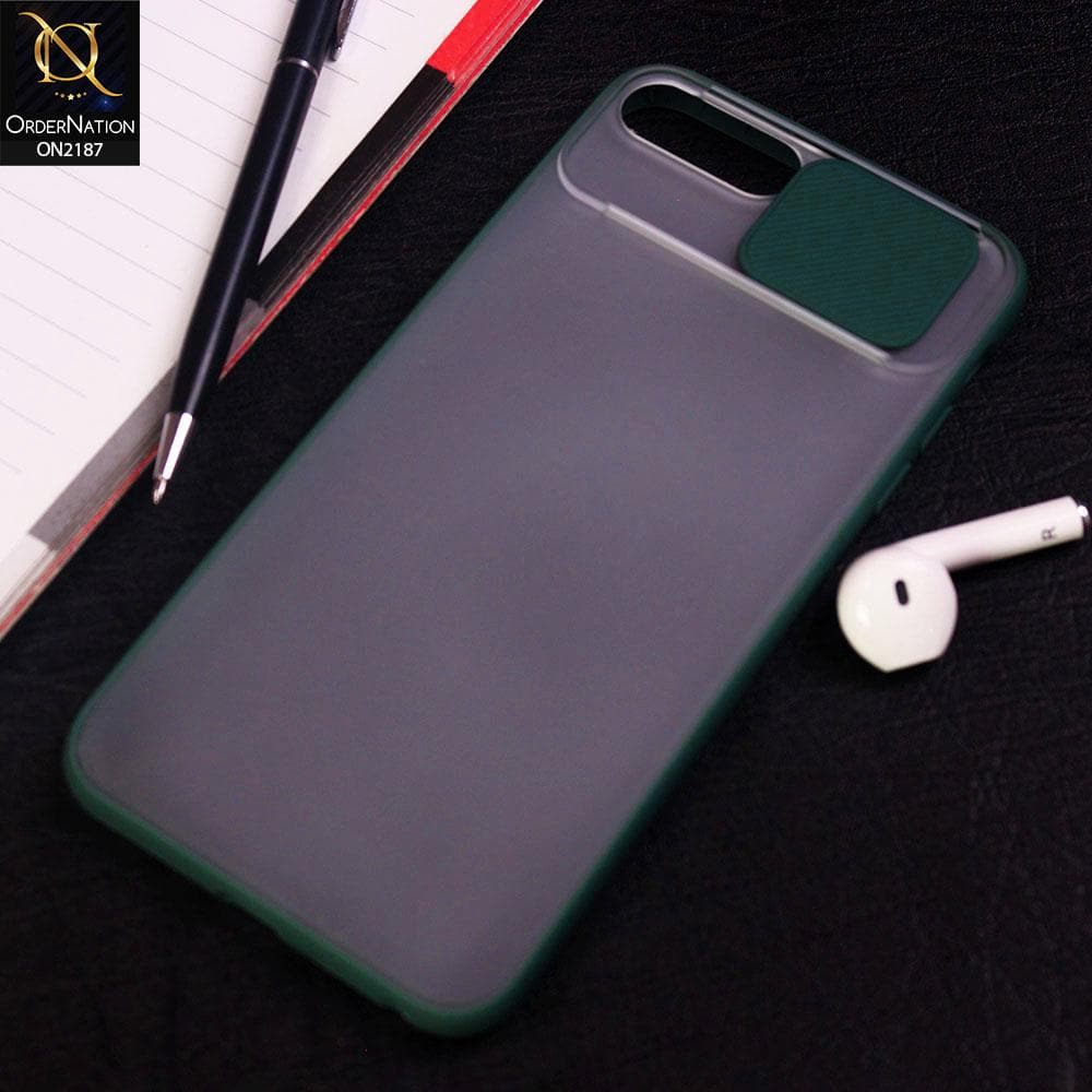 iPhone 8 Plus / 7 Plus Cover - Green - Translucent Matte Shockproof Camera Slide Protection Case