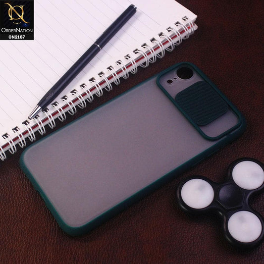 iPhone XR Cover - Green - Translucent Matte Shockproof Camera Slide Protection Case