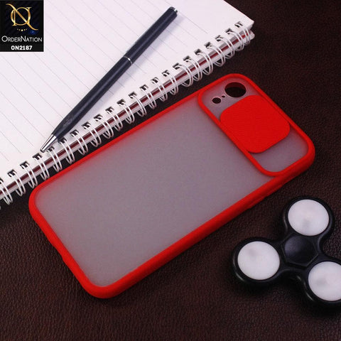 iPhone XR Cover - Red - Translucent Matte Shockproof Camera Slide Protection Case