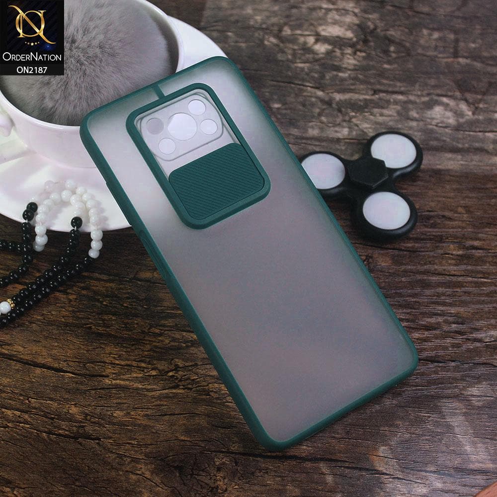 Xiaomi Poco X3 Cover - Green - Translucent Matte Shockproof Camera Slide Protection Case