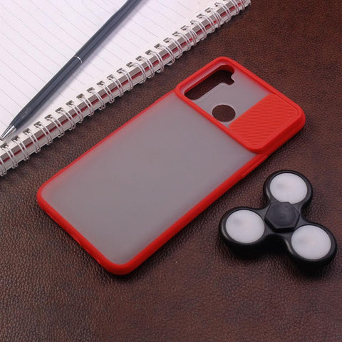 Realme 5 Pro Cover - Red - Translucent Matte Shockproof Camera Slide Protection Case