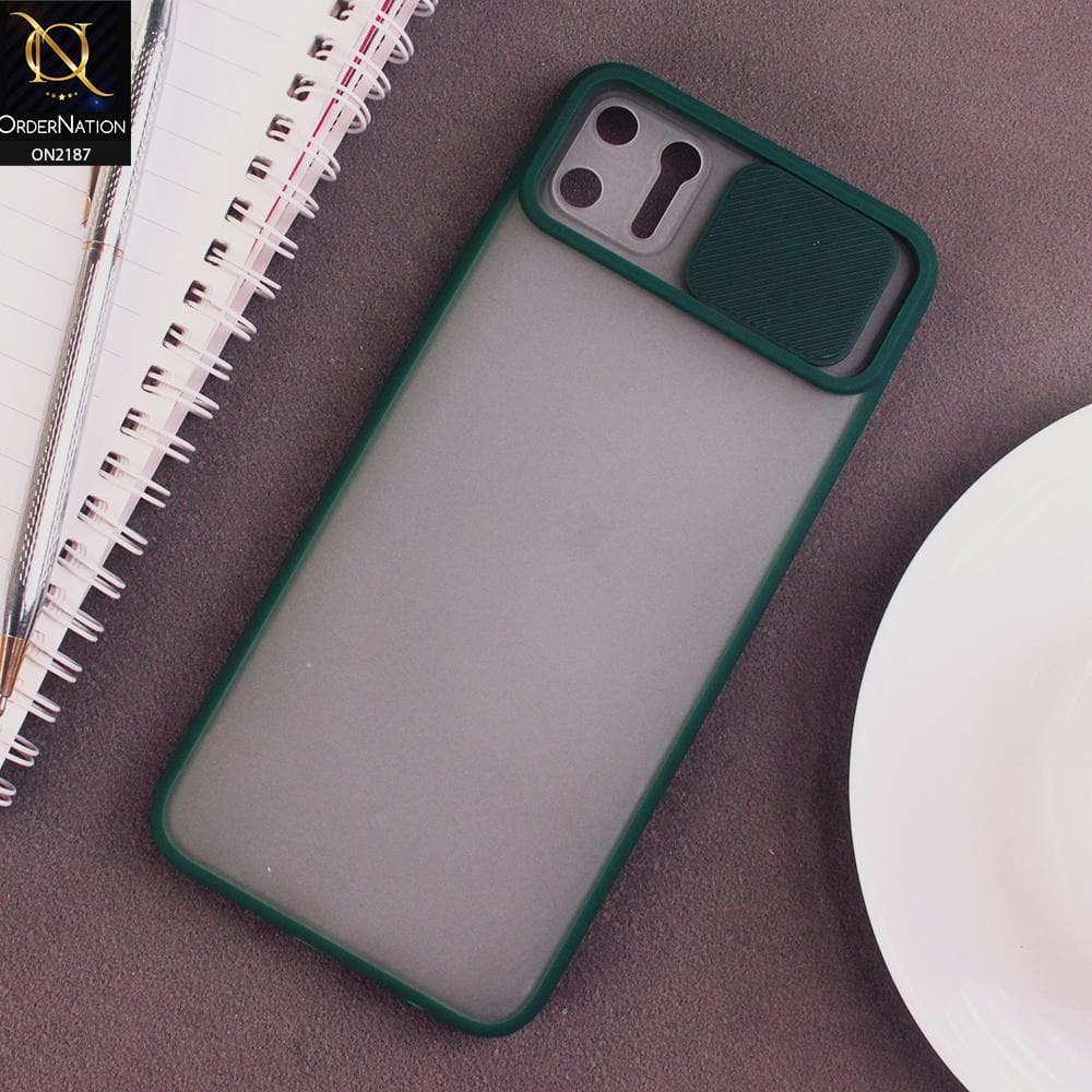 Realme C11 Cover - Green - Translucent Matte Shockproof Camera Slide Protection Case