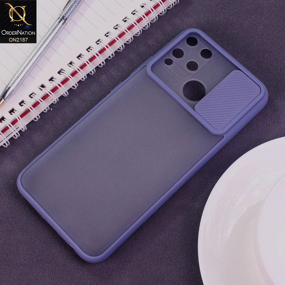 Realme C15 Cover - Gray - Translucent Matte Shockproof Camera Slide Protection Case