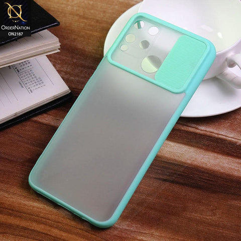 Realme C15 Cover - Aqua - Translucent Matte Shockproof Camera Slide Protection Case