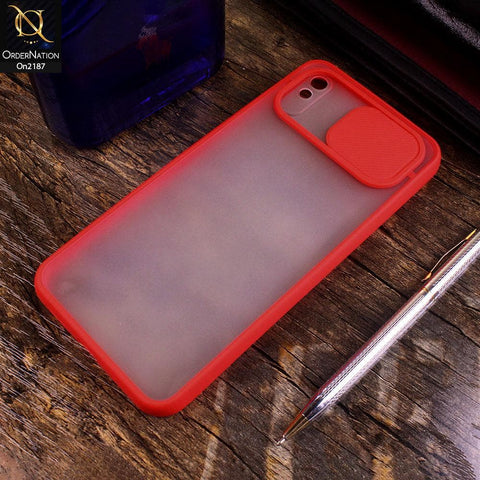 Xiaomi Redmi 9i - Red - Translucent Matte Shockproof Camera Slide Protection Case