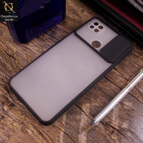 Xiaomi Redmi 9C - Black - Translucent Matte Shockproof Camera Slide Protection Case