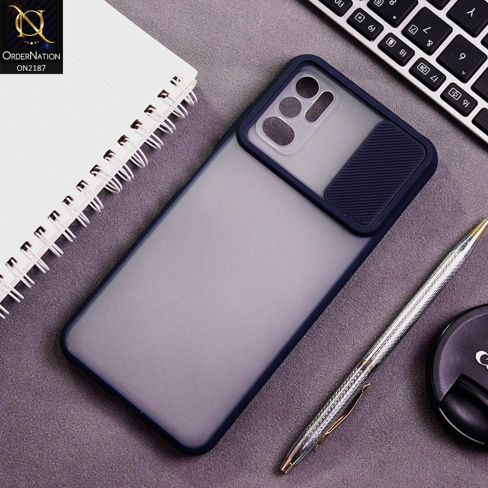 Xiaomi Redmi Note 10 5G Cover - Blue - Translucent Matte Shockproof Camera Slide Protection Case
