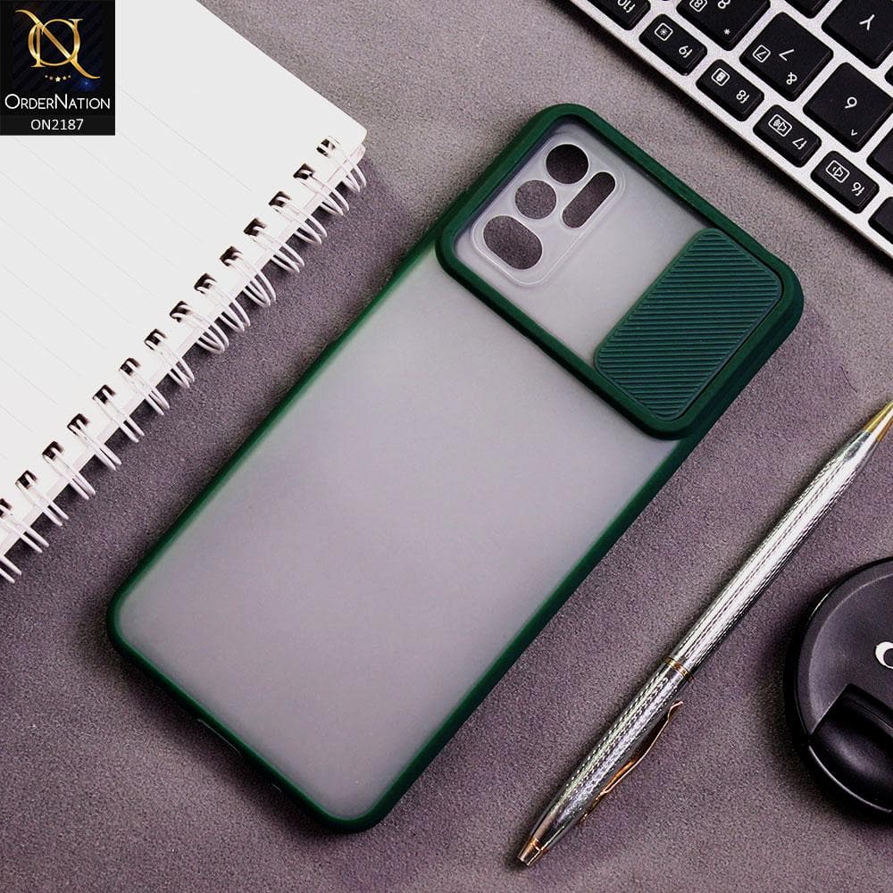 Xiaomi Redmi Note 10 5G Cover - Green - Translucent Matte Shockproof Camera Slide Protection Case
