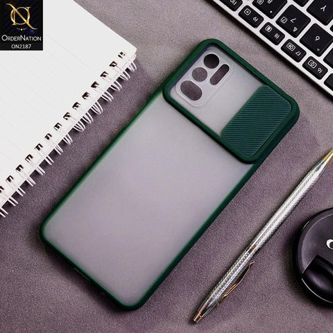 Xiaomi Redmi Note 10 5G Cover - Green - Translucent Matte Shockproof Camera Slide Protection Case