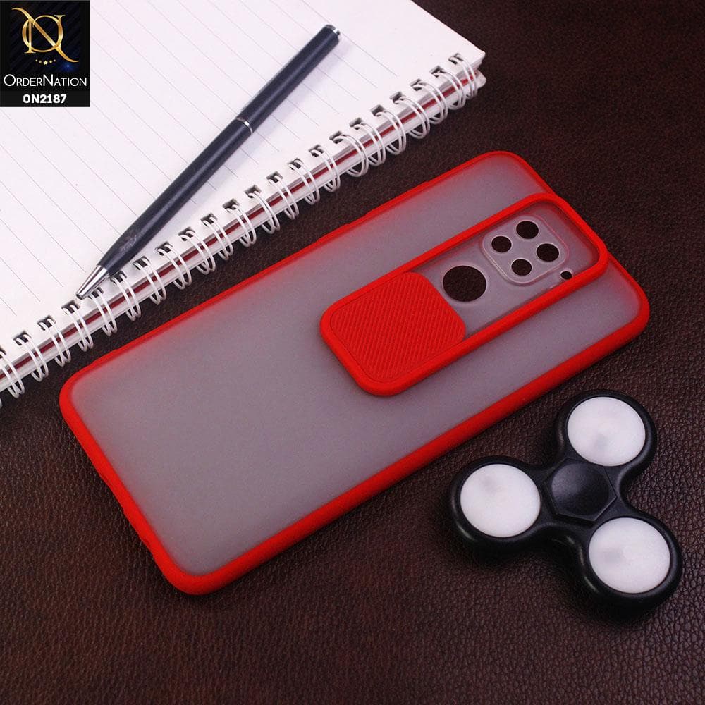 Xiaomi Redmi Note 9 Cover - Red - Translucent Matte Shockproof Camera Slide Protection Case