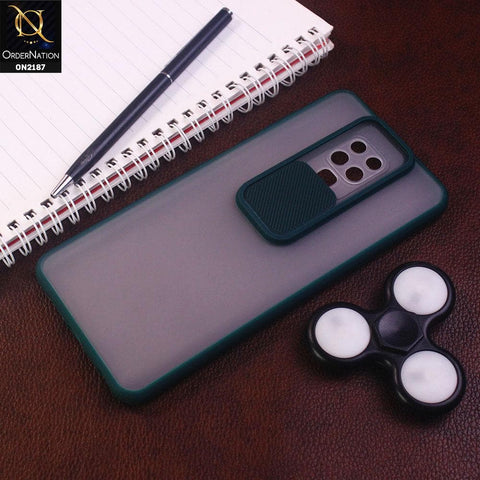 Xiaomi Redmi Note 9S Cover - Green - Translucent Matte Shockproof Camera Slide Protection Case
