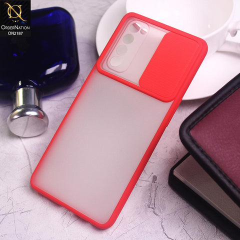Oppo Reno 4 Pro Cover - Red - Translucent Matte Shockproof Camera Slide Protection Case