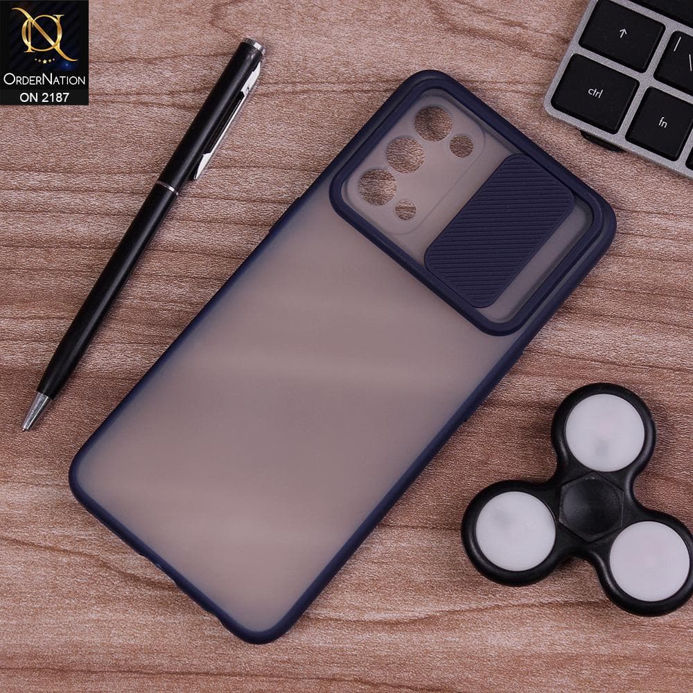 Oppo Reno 5 4G - Blue - Translucent Matte Shockproof Camera Slide Protection Case