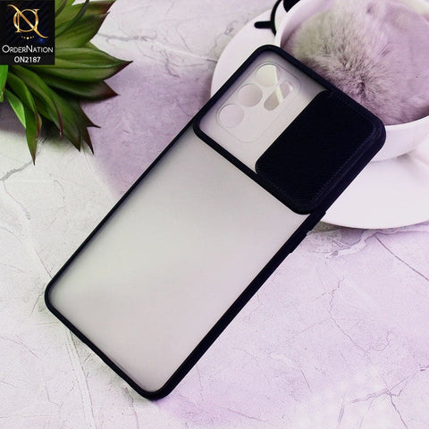 Oppo Reno 6 Cover - Black - Translucent Matte Shockproof Camera Slide Protection Case