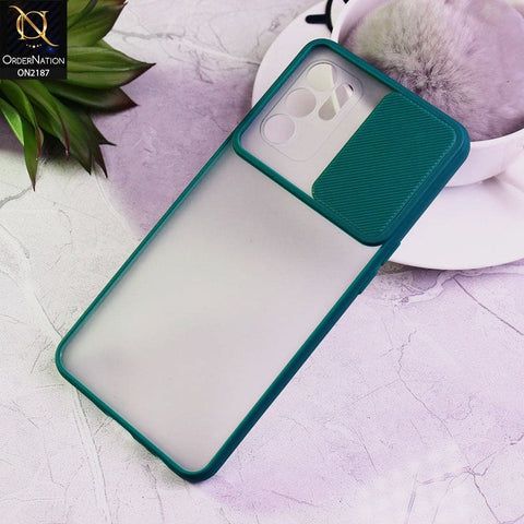 Oppo Reno 6 Cover - Green - Translucent Matte Shockproof Camera Slide Protection Case
