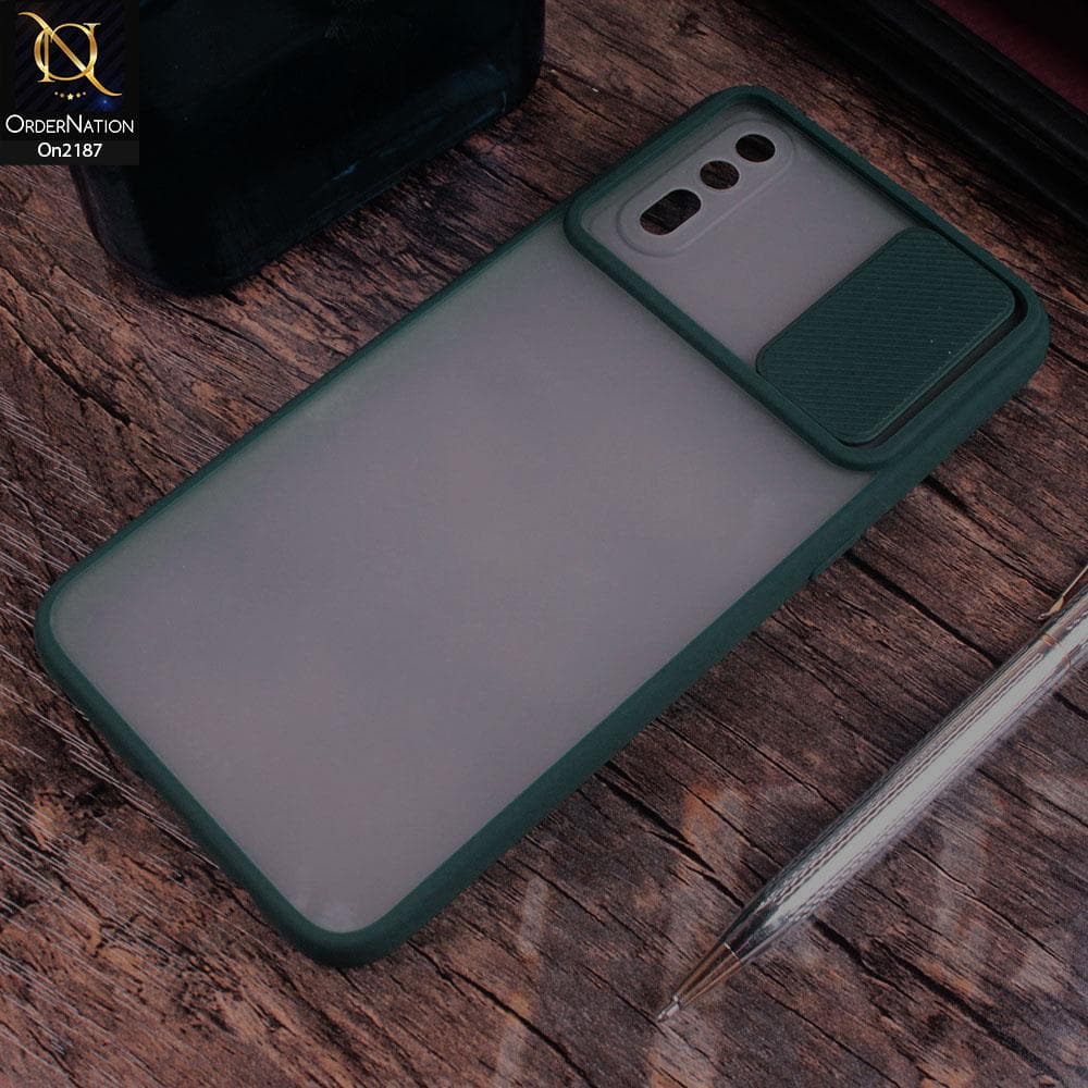 Vivo S1 - Green - Translucent Matte Shockproof Camera Slide Protection Case