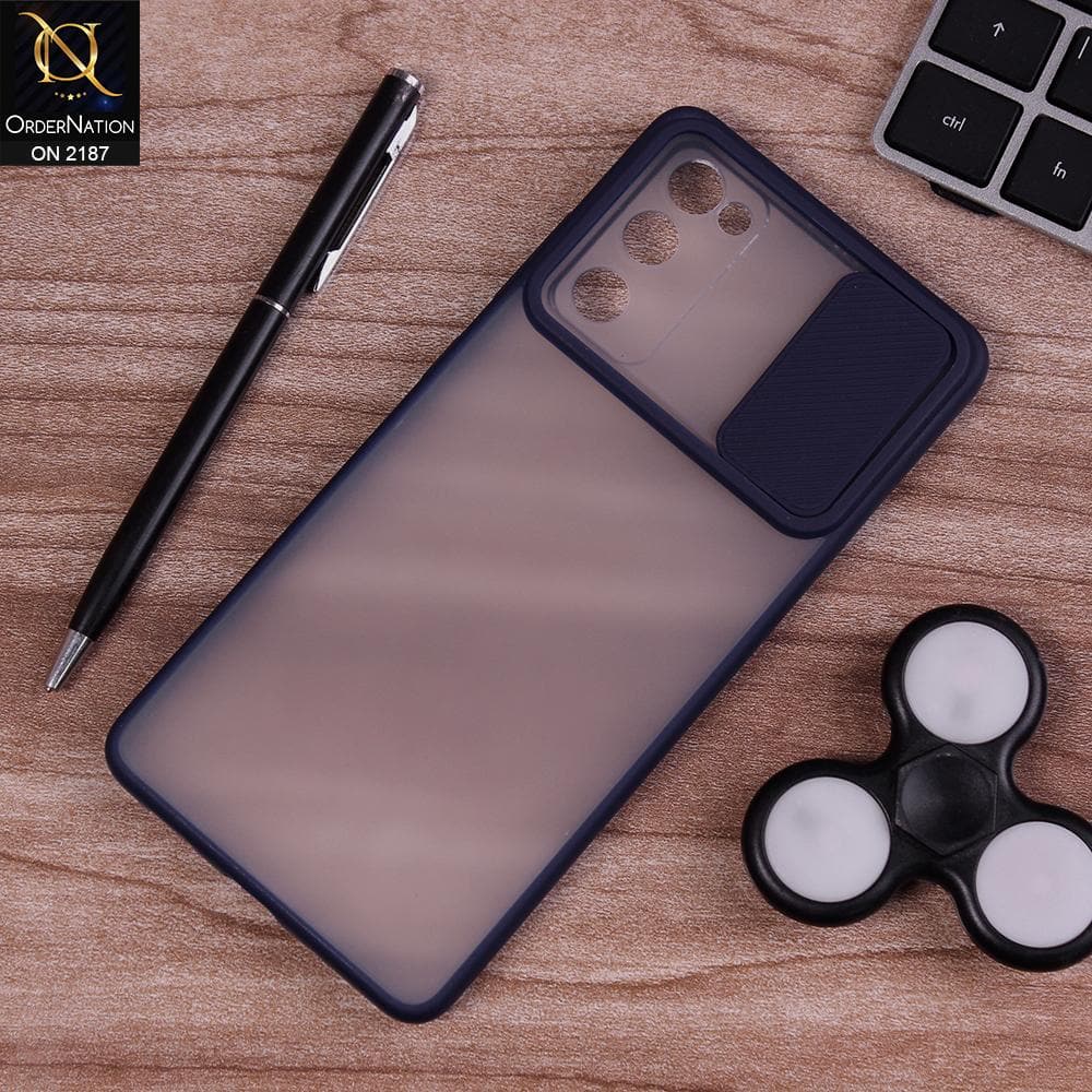 Samsung Galaxy S20 FE - Blue - Translucent Matte Shockproof Camera Slide Protection Case
