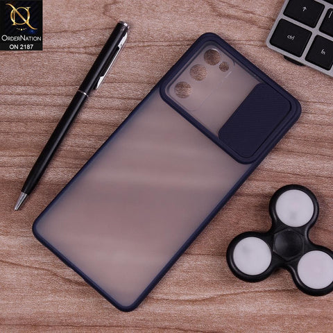 Samsung Galaxy S20 FE - Blue - Translucent Matte Shockproof Camera Slide Protection Case