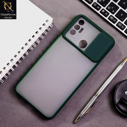 Tecno Spark 7 Cover - Green - Translucent Matte Shockproof Camera Slide Protection Case