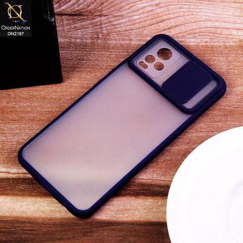 Vivo V20 Cover - Blue - Translucent Matte Shockproof Camera Slide Protection Case