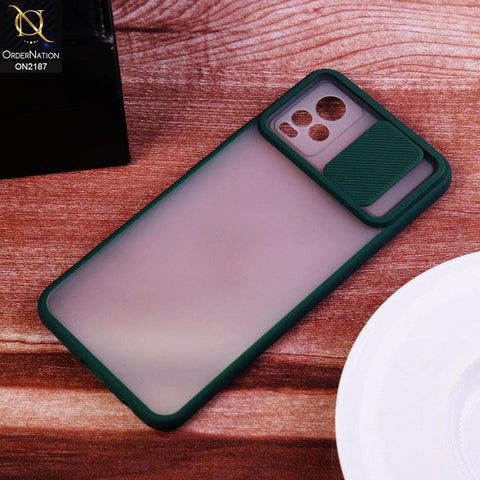 Vivo V20 Cover - Green - Translucent Matte Shockproof Camera Slide Protection Case