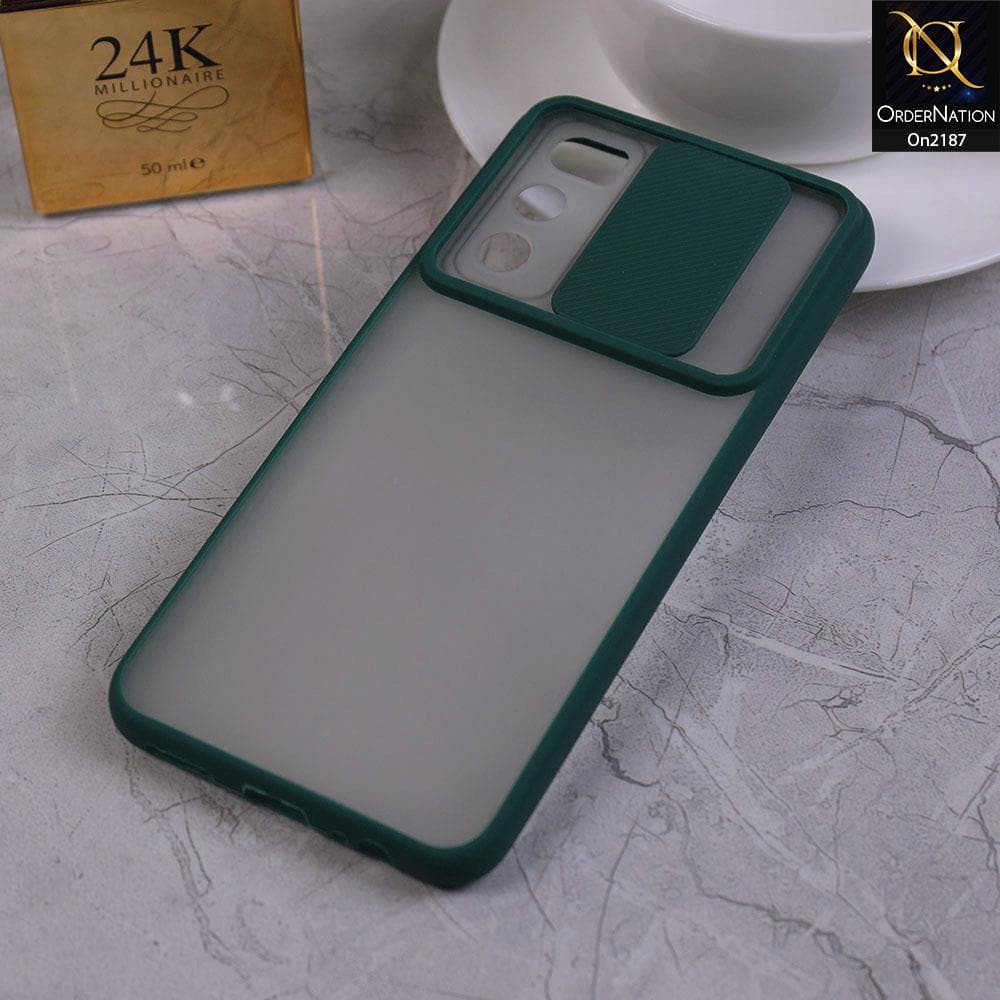 Vivo V20 SE - Green - Translucent Matte Shockproof Camera Slide Protection Case