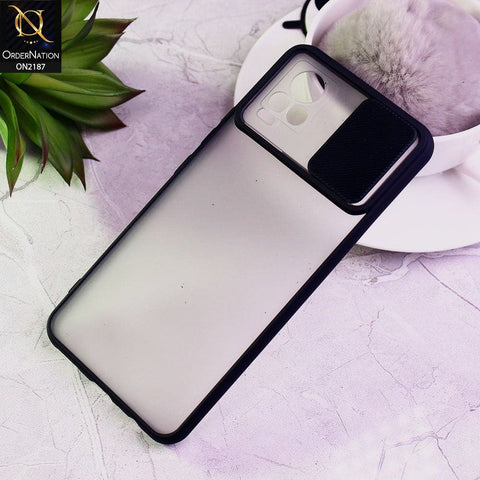 Vivo V21e Cover - Black - Translucent Matte Shockproof Camera Slide Protection Case