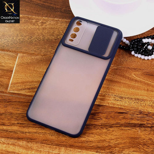 Vivo Y20i - Blue - Translucent Matte Shockproof Camera Slide Protection Case