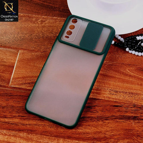 Vivo Y20A - Green - Translucent Matte Shockproof Camera Slide Protection Case