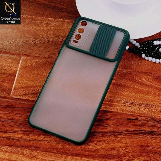 Vivo Y20s - Green - Translucent Matte Shockproof Camera Slide Protection Case
