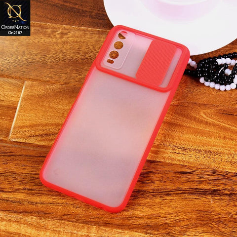 Vivo Y20A - Red - Translucent Matte Shockproof Camera Slide Protection Case