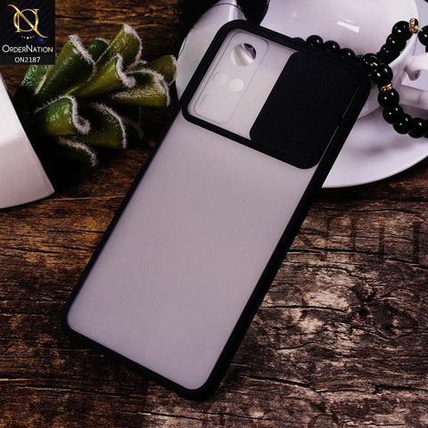 Vivo Y51s Cover - Black - Translucent Matte Shockproof Camera Slide Protection Case