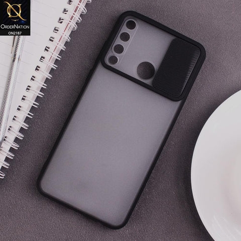 Huawei Y6p Cover - Black - Translucent Matte Shockproof Camera Slide Protection Case