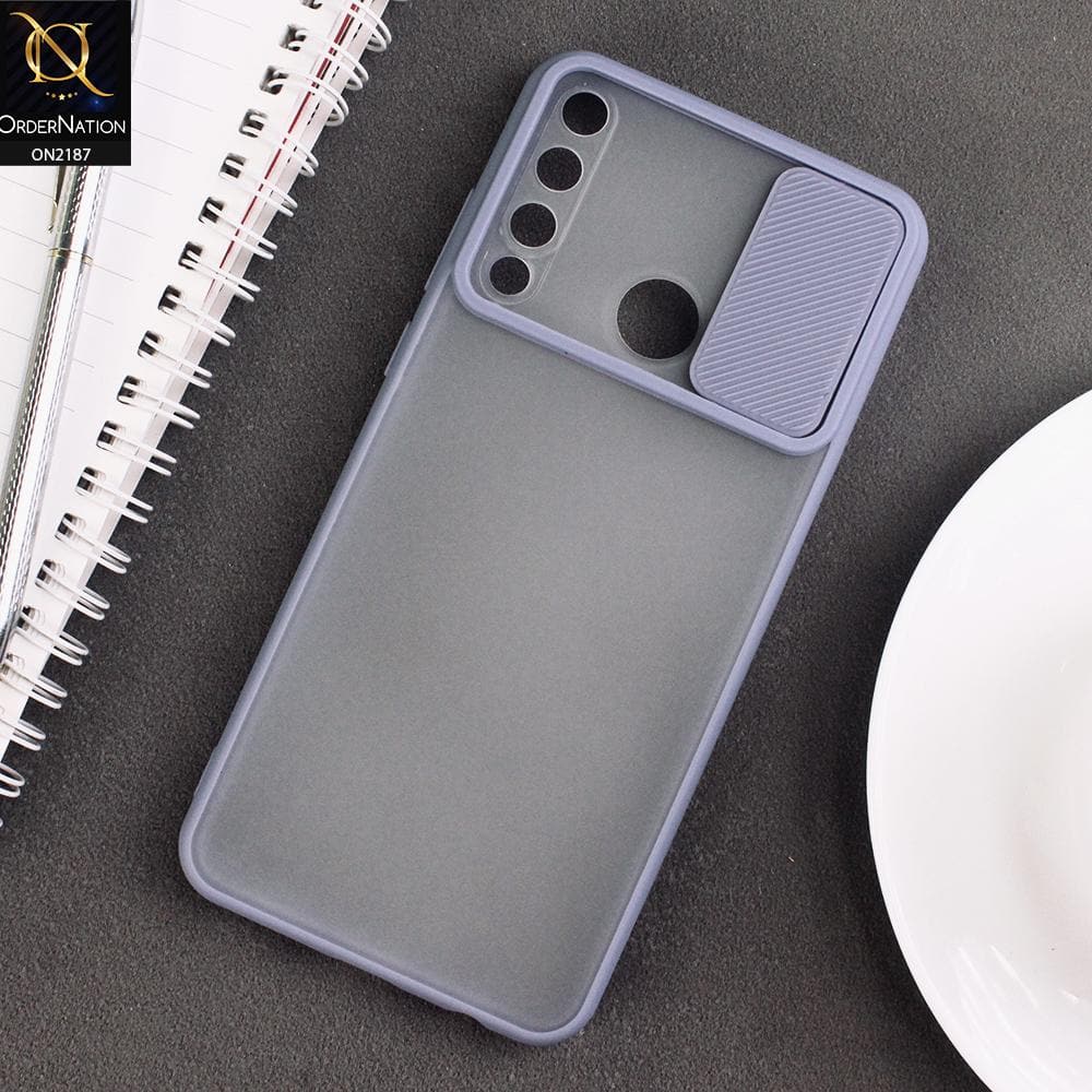 Huawei Y6p Cover - Gray - Translucent Matte Shockproof Camera Slide Protection Case