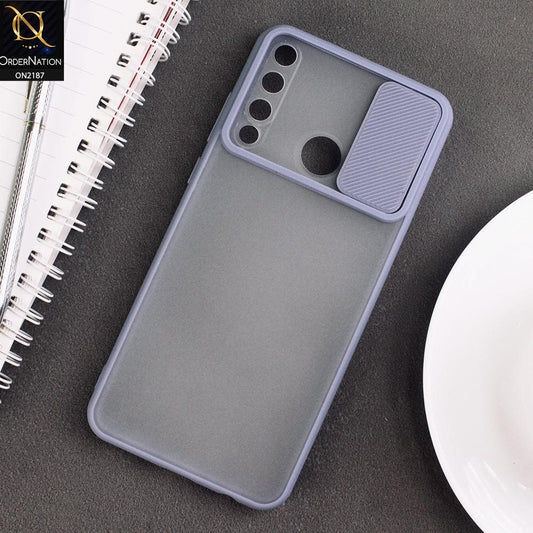 Huawei Y6p Cover - Gray - Translucent Matte Shockproof Camera Slide Protection Case