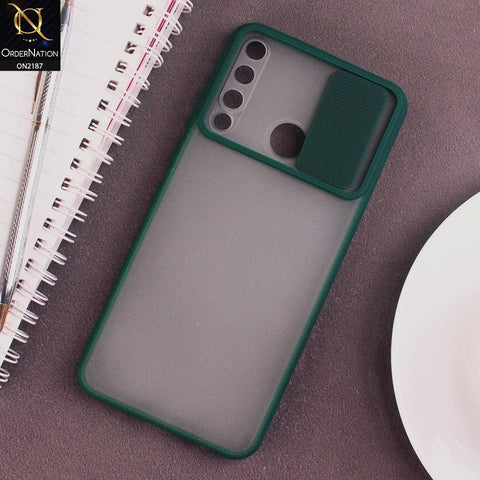 Huawei Y6p Cover - Green - Translucent Matte Shockproof Camera Slide Protection Case