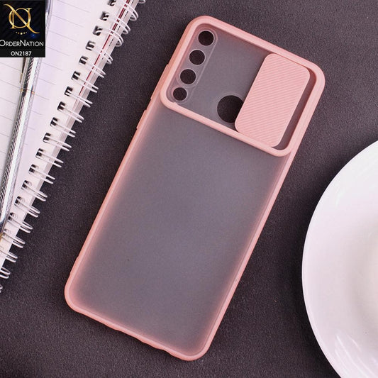 Huawei Y6p Cover - Pink - Translucent Matte Shockproof Camera Slide Protection Case