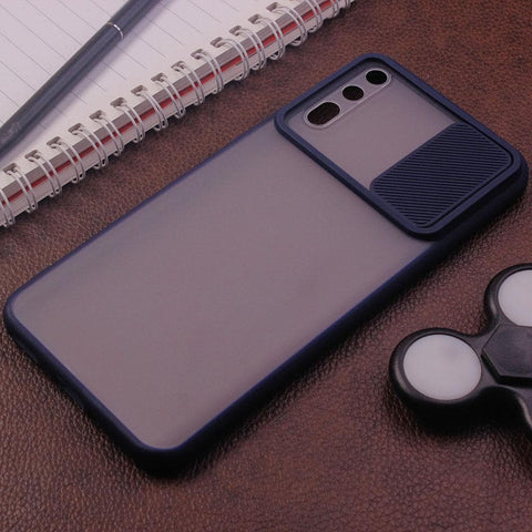 Huawei Y8p Cover - Blue - Translucent Matte Shockproof Camera Slide Protection Case