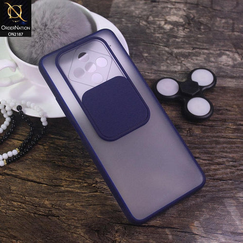 Infinix Zero 8 Cover - Blue - Translucent Matte Shockproof Camera Slide Protection Case