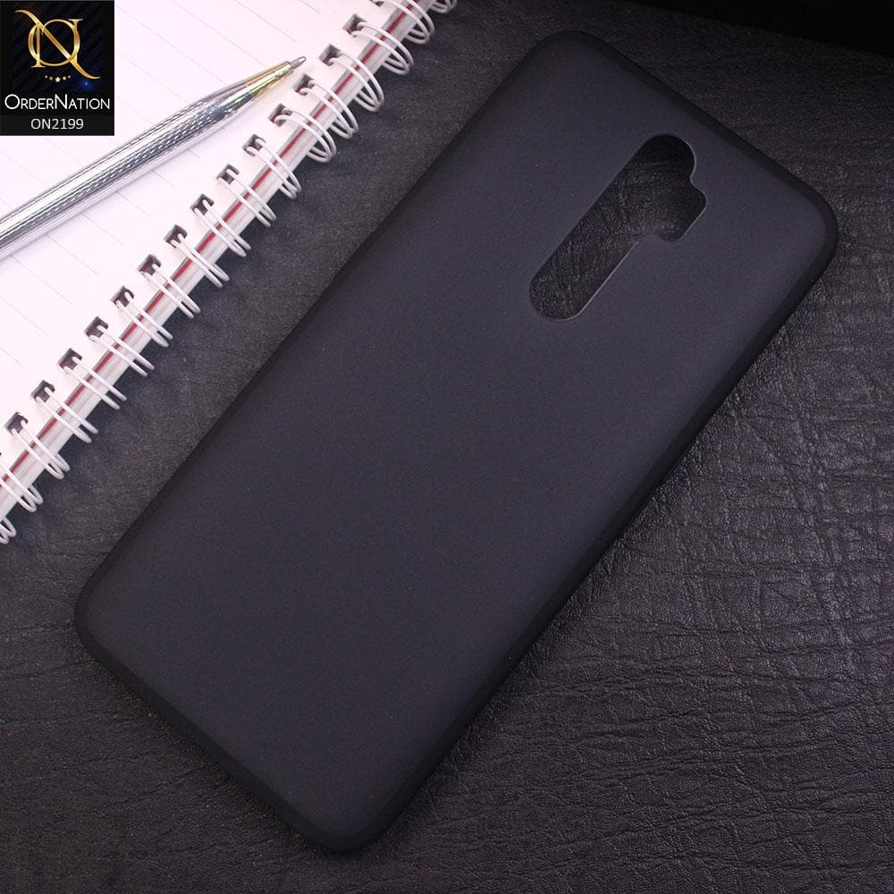 Oppo A9 2020 Cover - Black - Luxury Semi Tranparent Color Frame Matte Hard Thin PC Protective Case