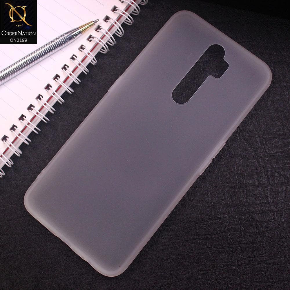 Oppo A5 2020 Cover - White - Luxury Semi Tranparent Color Frame Matte Hard Thin PC Protective Case