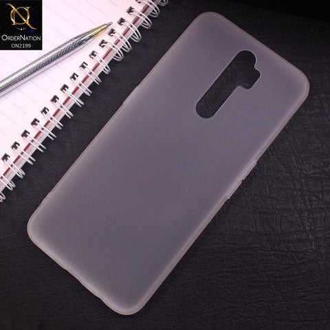 Oppo A5 2020 Cover - White - Luxury Semi Tranparent Color Frame Matte Hard Thin PC Protective Case