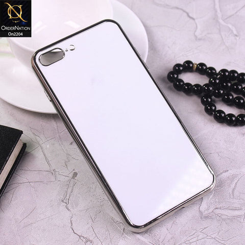 iPhone 8 Plus / 7 Plus Cover - White - New Glossy Shiny Soft Border Back Glass Case